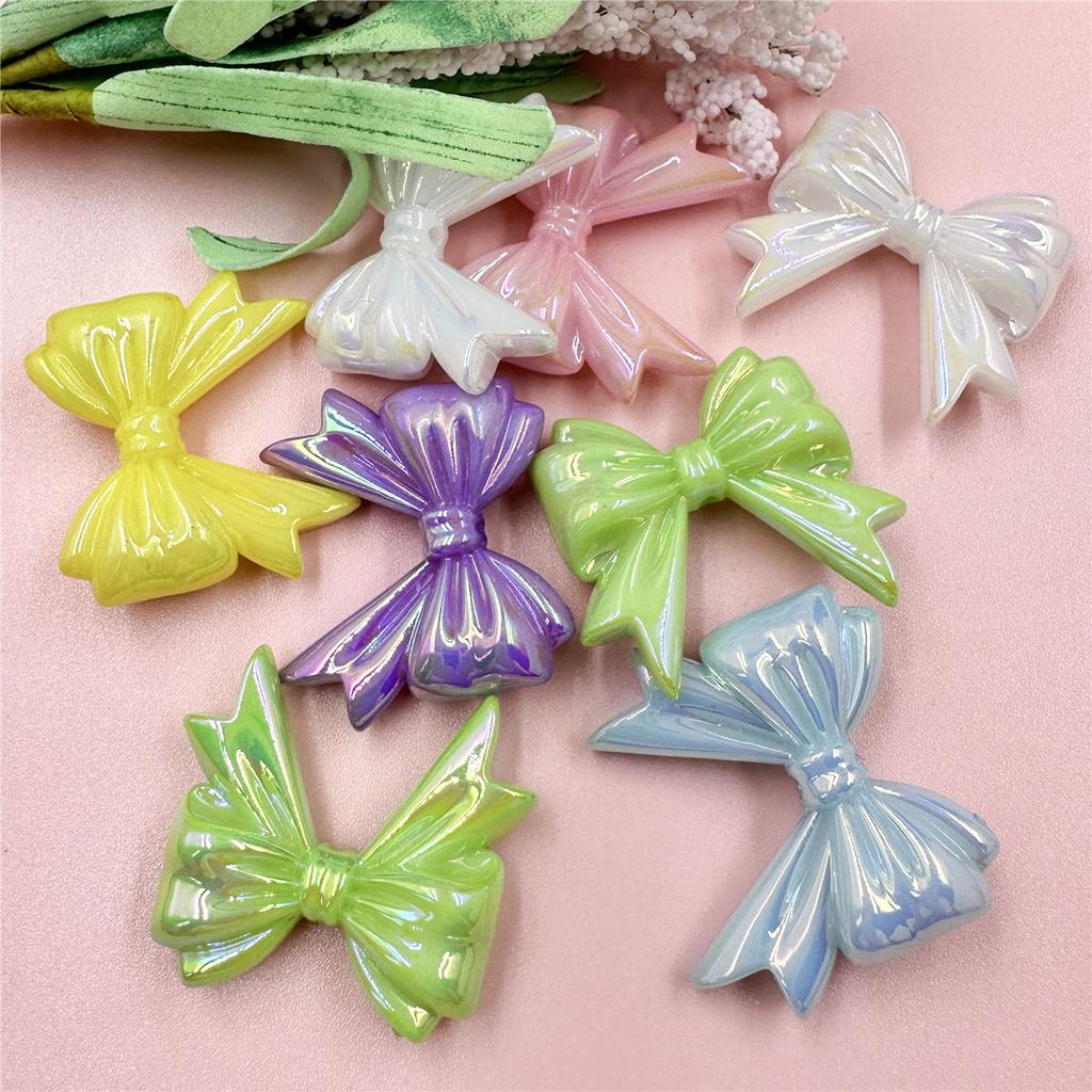 Hanmade Jewelry Making Beading Neclace Bracelet Bowknot DIY Findings 6Pcs 32.3*36.6mm for Crafted Big Bow Handcrafted Acrylic Loose Beads