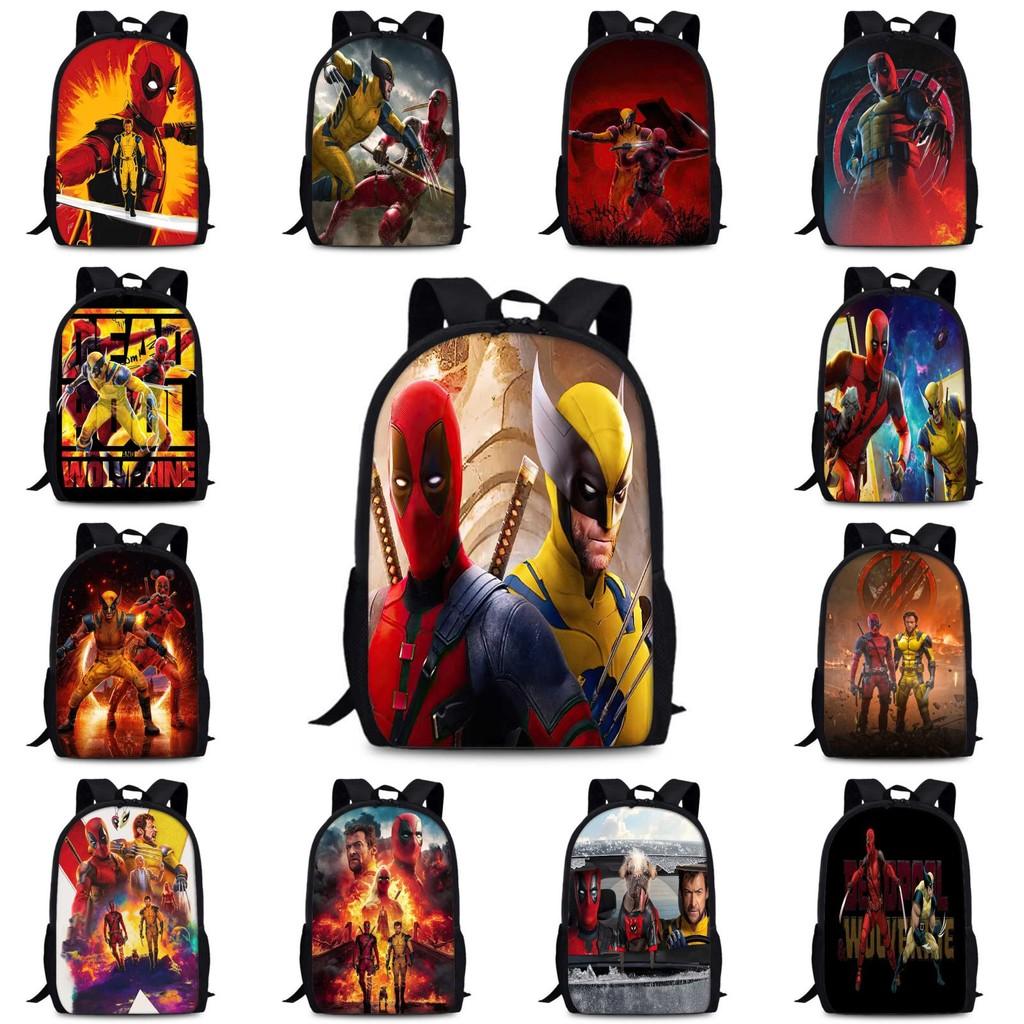 Deadpool Wolverine Backpack 15 Inch Anime Cartoon Schoolbag Lightweight