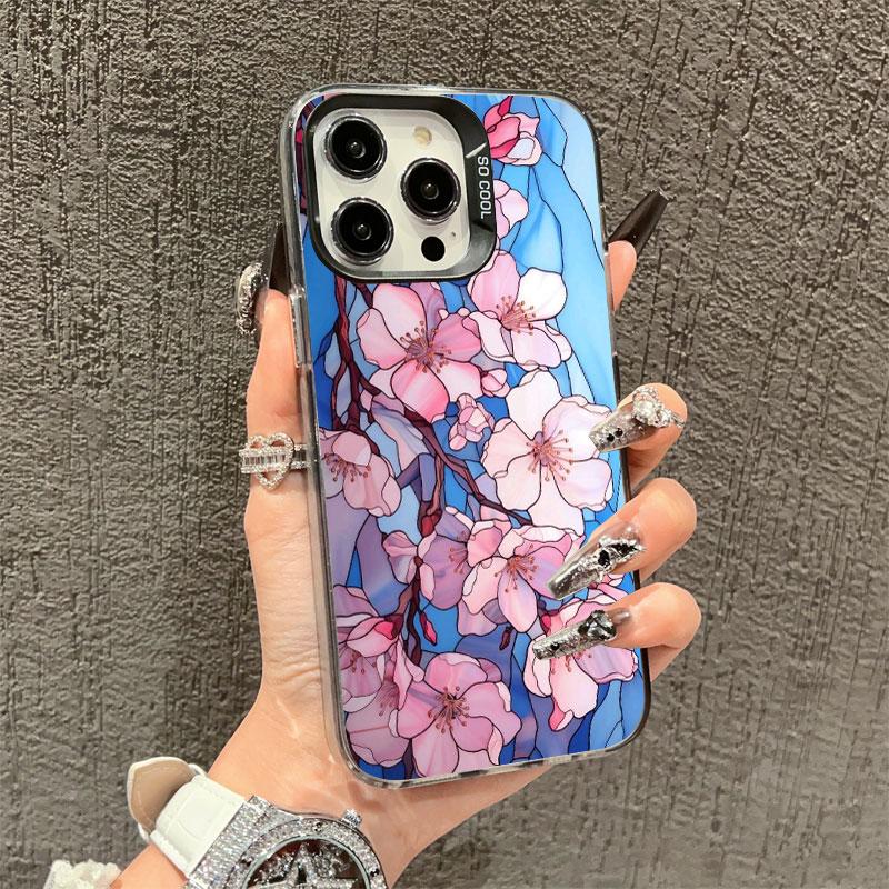 Лазерный чехол для телефона для iPhone 15 16 14 Pro Max Чехлы 11 12 13 17 Pro 17 16 E 14 Plus Роскошный Цветочный Лотос Ударопрочные Чехлы