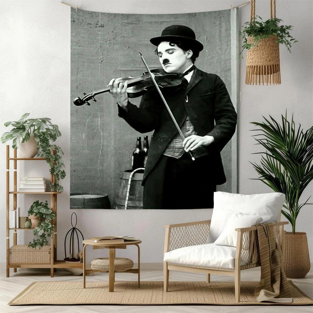 Charlie Chaplin Wall Decor Tapestry Art For Pet Memorial Birthdaywedding Party Backdrop Family Gift