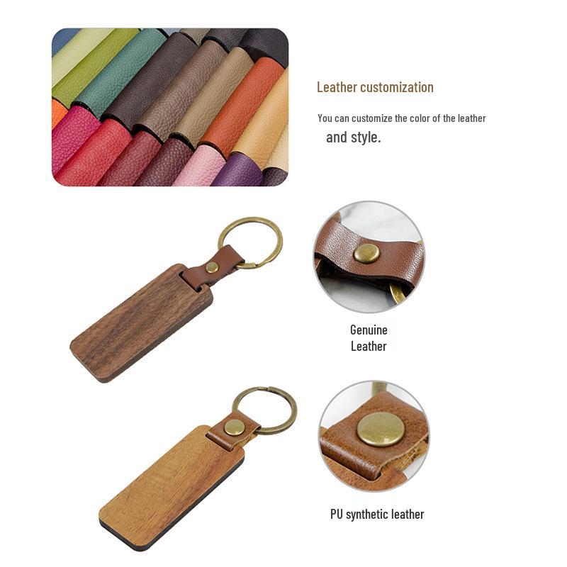 Rectangle Wooden Keychain Pendant - Business Gift In OPP Packaging