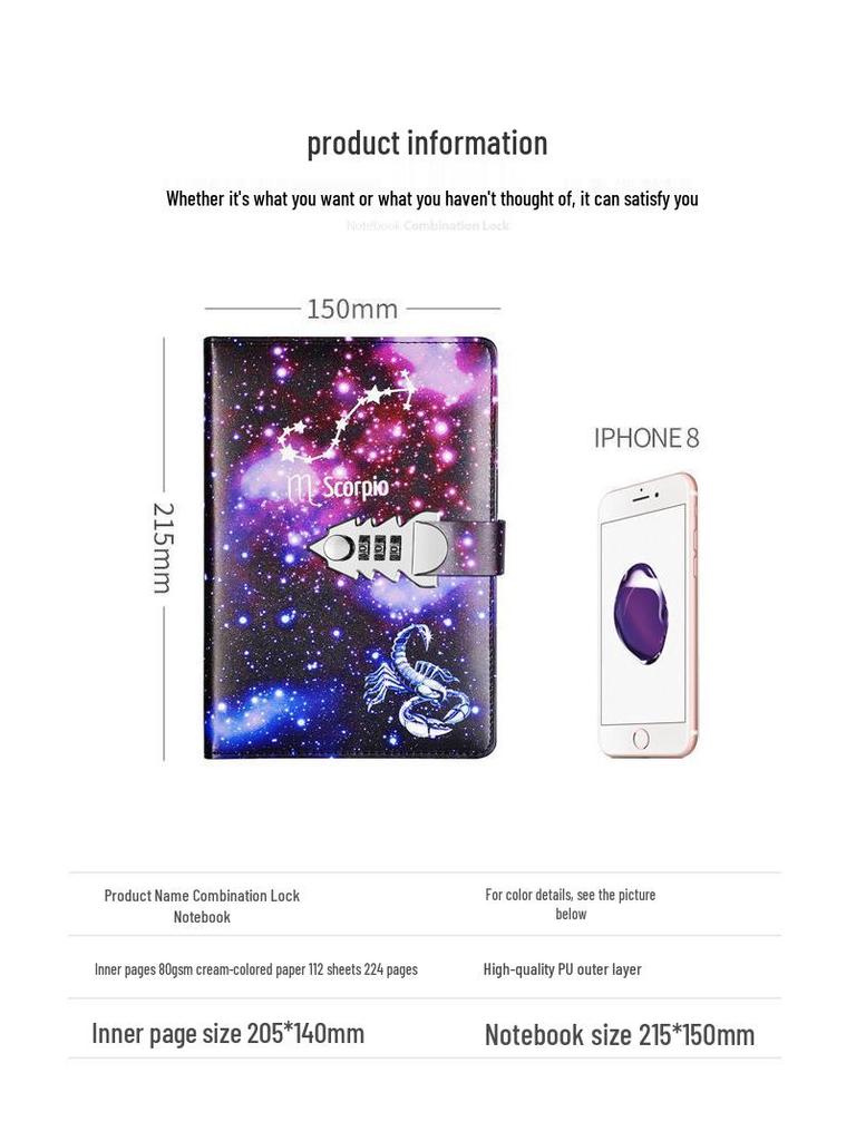 Минималистичный блокнот для паролей «Двенадцать созвездий» - Многофункциональный подарок для бизнеса и офиса