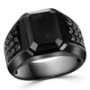 Hot Sale High Quality Geometric Black Rhinestone Crystal Zirconium Male Alloy Ring for Men Party Zircon Accessories