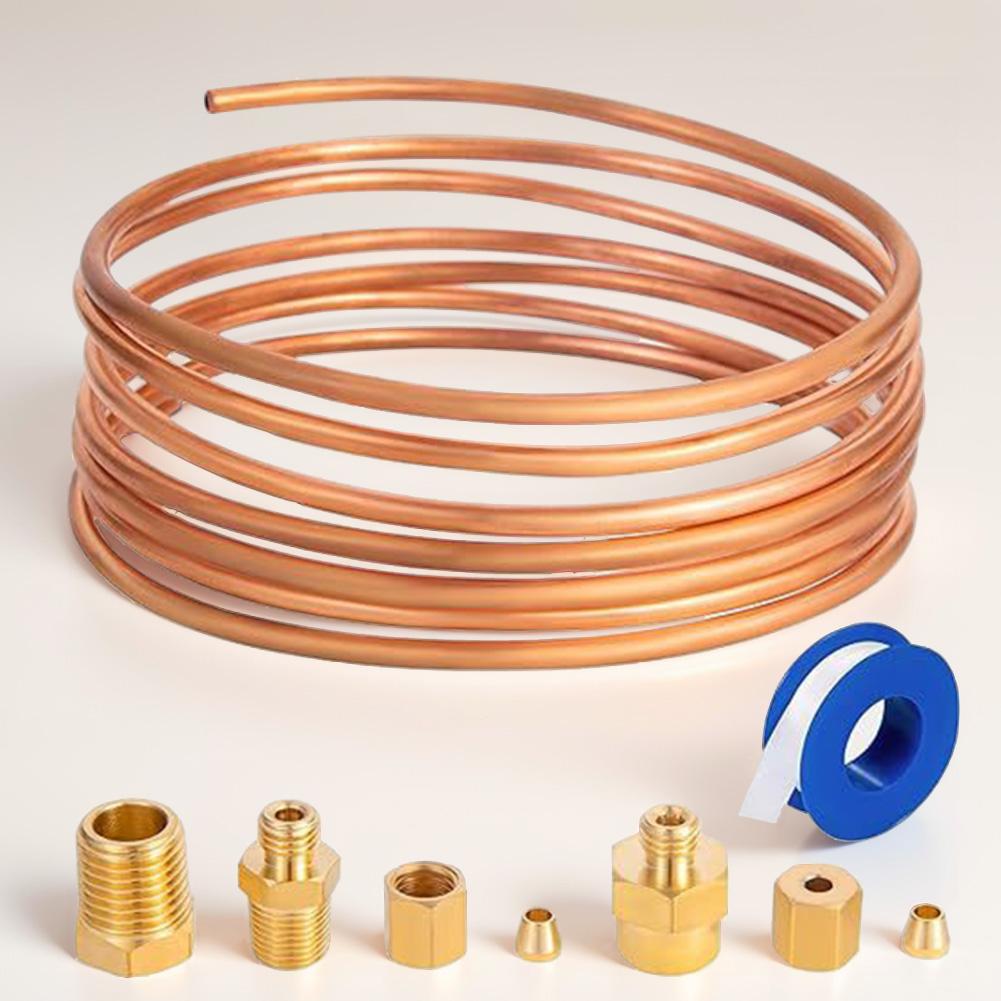 72 Inch Copper Line Tubing Install Kit W/Fittings 1/8 Diameter Copper Mechanical Oil Pressure Gauge Line Tubing Kit