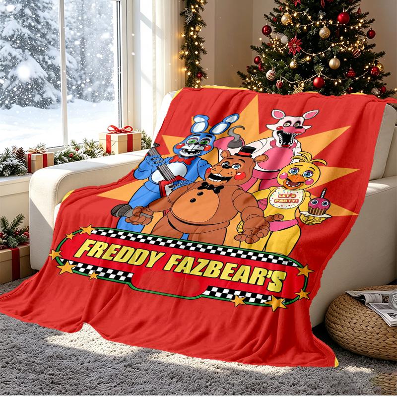 Five Nights at Freddy's Pattern Blanket for Home Decoration, Bed, Sofa, Car Travel, Camping, Suitable for All Seasons, Birthday Christmas Gift