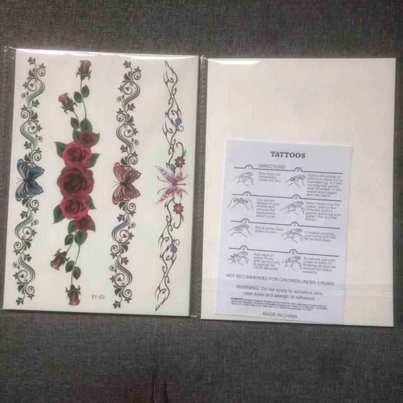 Длинный тотемный цветок бабочка рука бедро временная одноразовая водонепроницаемая имитация татуировки наклейка женский костюм