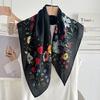 White gauze literary neck square scarf pastoral thin 71 scarf floral small scarf silk scarf women's Korean version versatile