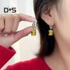 Large Zircon Dangling Earrings for Women Sparkling Cube-shaped Rhinestone Drop Earring Jewelry for Banquets Dates