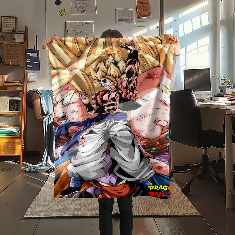 Фланелевое одеяло с принтом персонажей Dragon Ball, Высококачественное, Удобное для всех сезонов, Декор для дома, Тепло и уют, Идеально для рождественских подарков