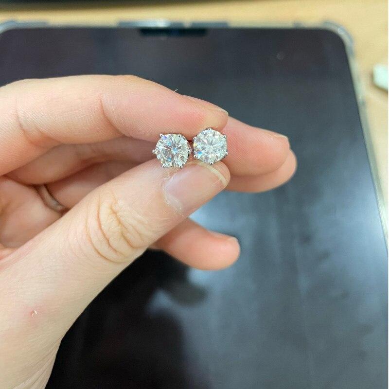 BagueRingen настоящие серьги-гвоздики с муассанитом 0,5-1 карата D для женщин, наивысшее качество, сверкающие свадебные украшения из стерлингового серебра 925 пробы