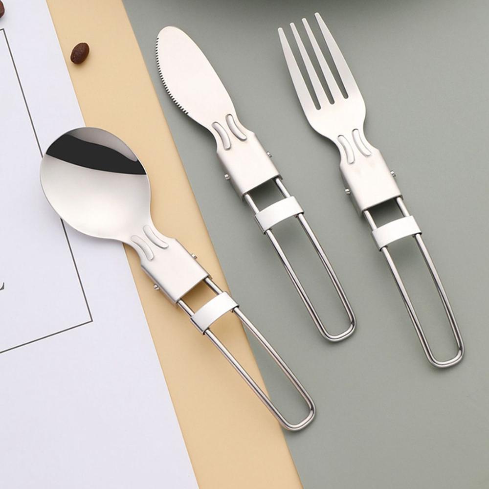 Picnic Outdoor Utensils Camping Stainless Steel Tableware Spoon Spork Fork Cutlery
