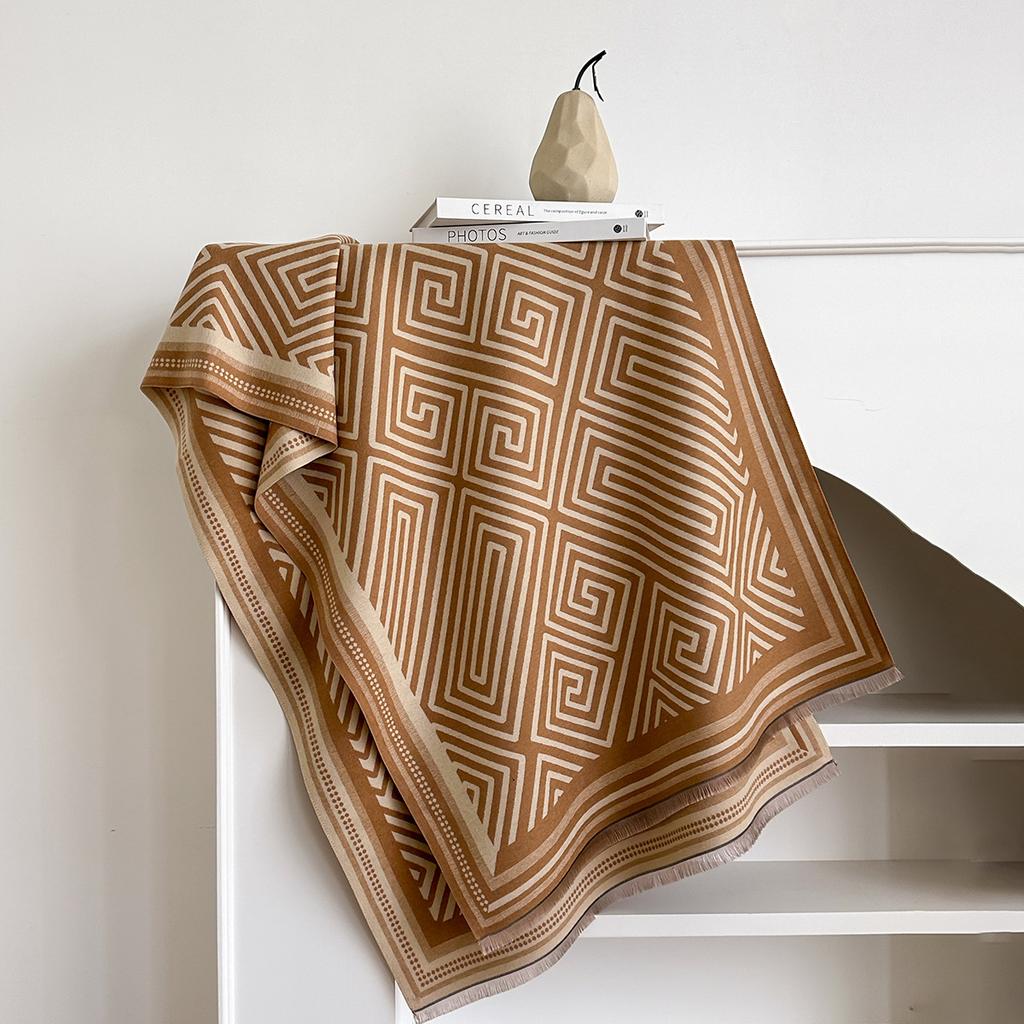 Осенне-зимний шарф из искусственного кашемира для женщин, высококлассный, с ощущением легкой роскоши, шаль с теплым и утолщенным шарфом