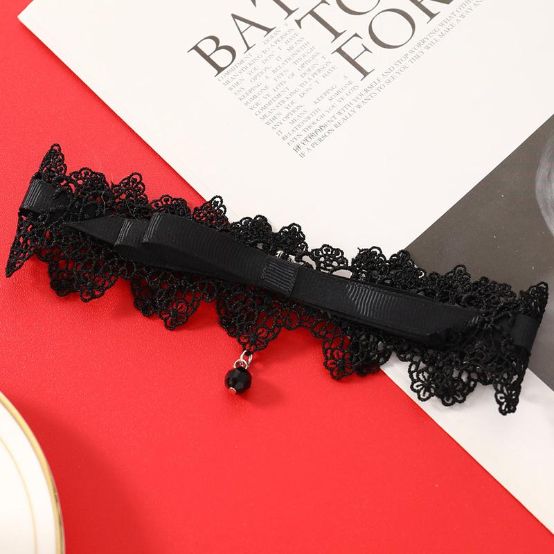 Korean Bowknot Girl Black Lace Choker Necklace Harajuku Loli Cute Collar