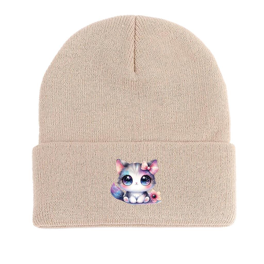 Bowknot Cat Warm Knit Cap Beanie, Skullies Beanies Thermal Warm Simple Gorro Knit Hat Beanie