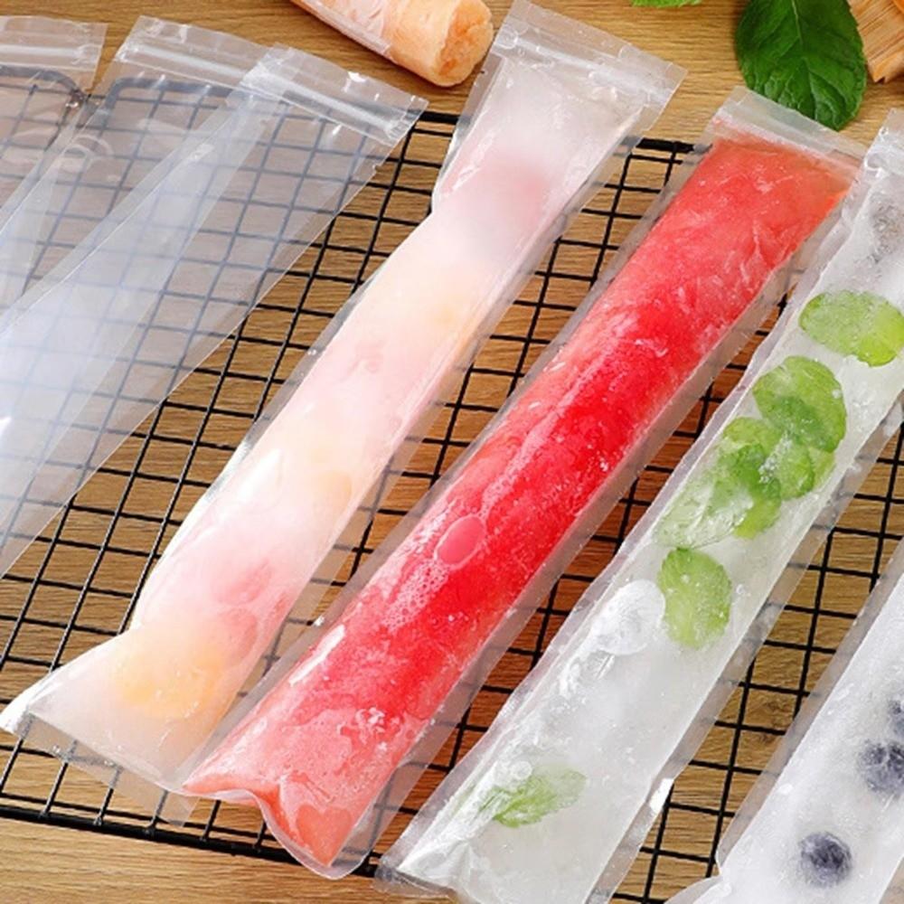 50/100Pcs Transparent Clear Ice Pop Mold Bags Self-Sealing Ice Cream Bags Kitchen Accessories