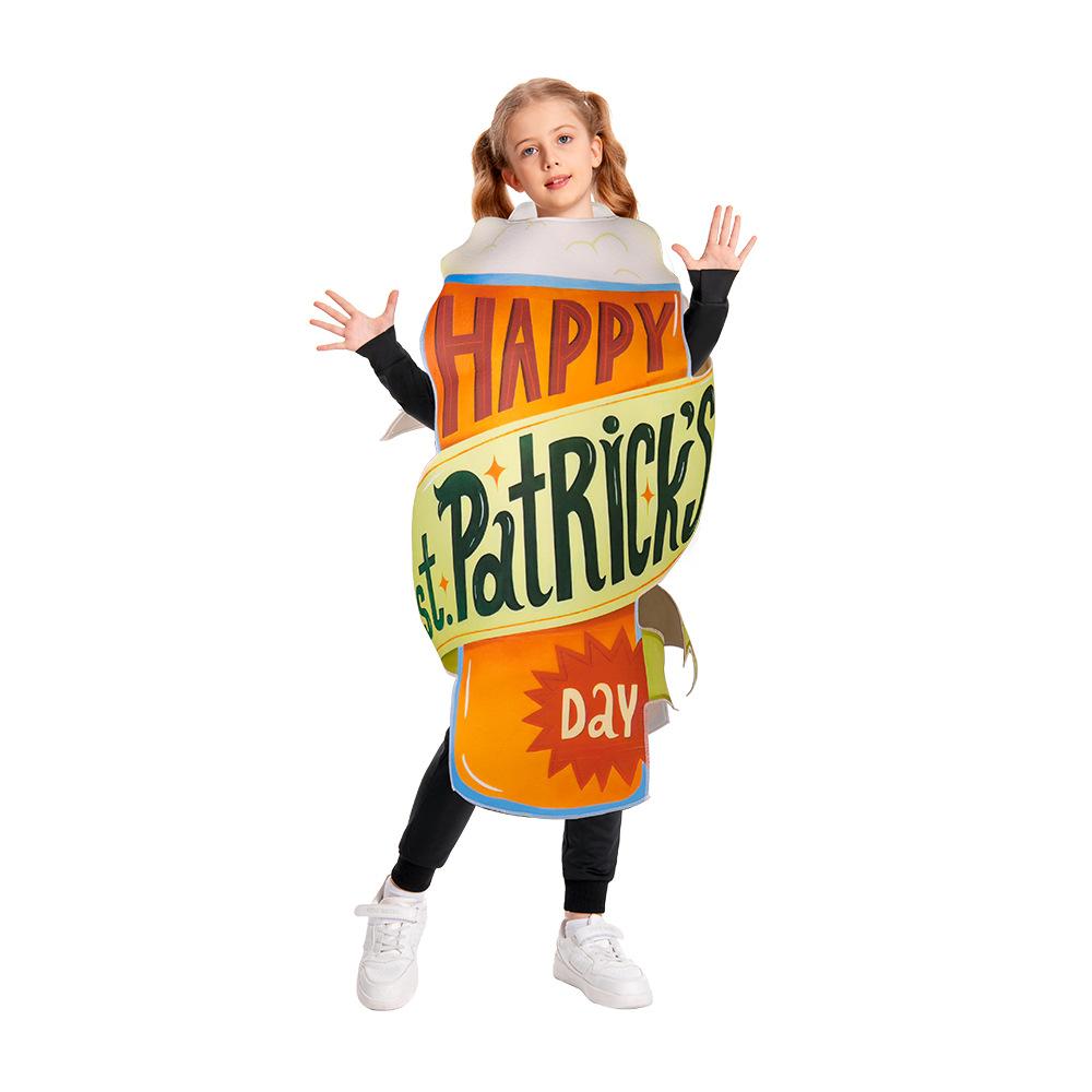 Funny Costume Irish Holiday Outfit Sponge Letter Digital Print Clover Beer Love Party Suit