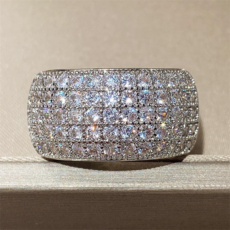 Кольцо Sterling Micro Paved 5 Lines CZ для женщин, модное, роскошное, женское, обручальное, обручальные кольца, ювелирные изделия, популярные