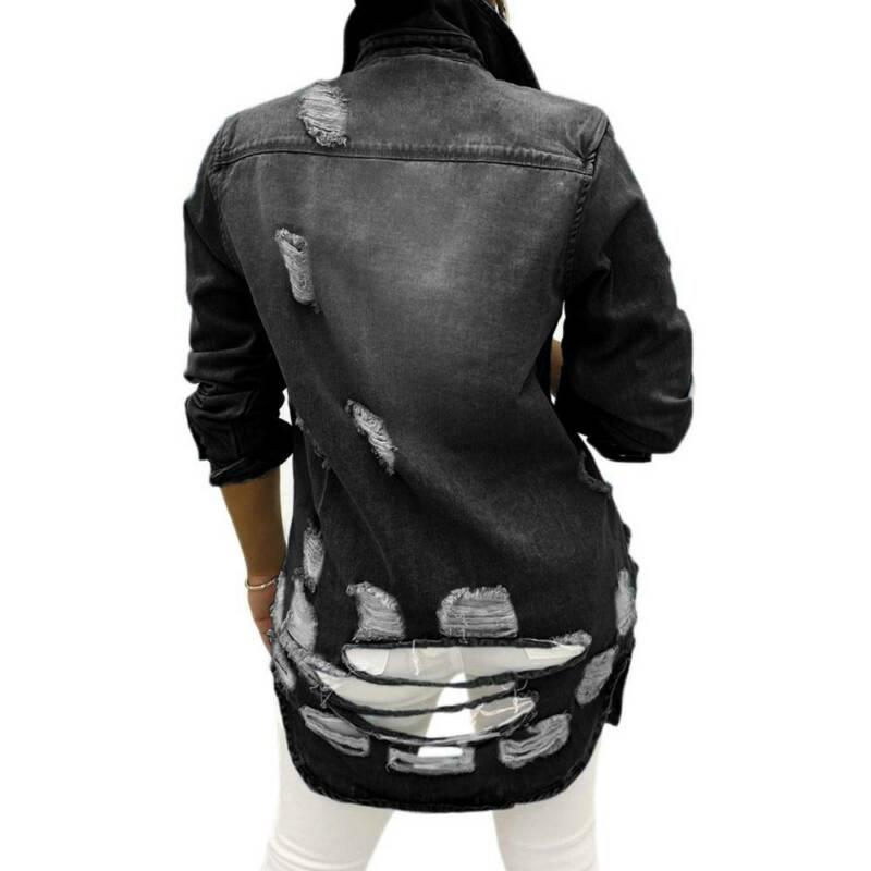 Женские джинсовые пальто с отложным воротником средней длины, повседневные женские джинсовые куртки