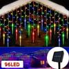 Solar-Powered LED Icicle Christmas String Lights for Outdoor Courtyard Decoration