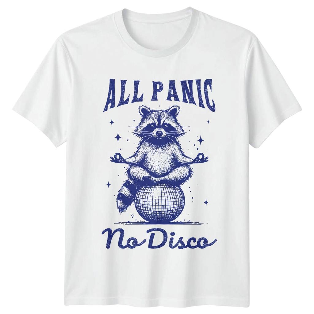 All Panic No Disco T-Shirt Raccoon Zen Disco Ball Animal Humor