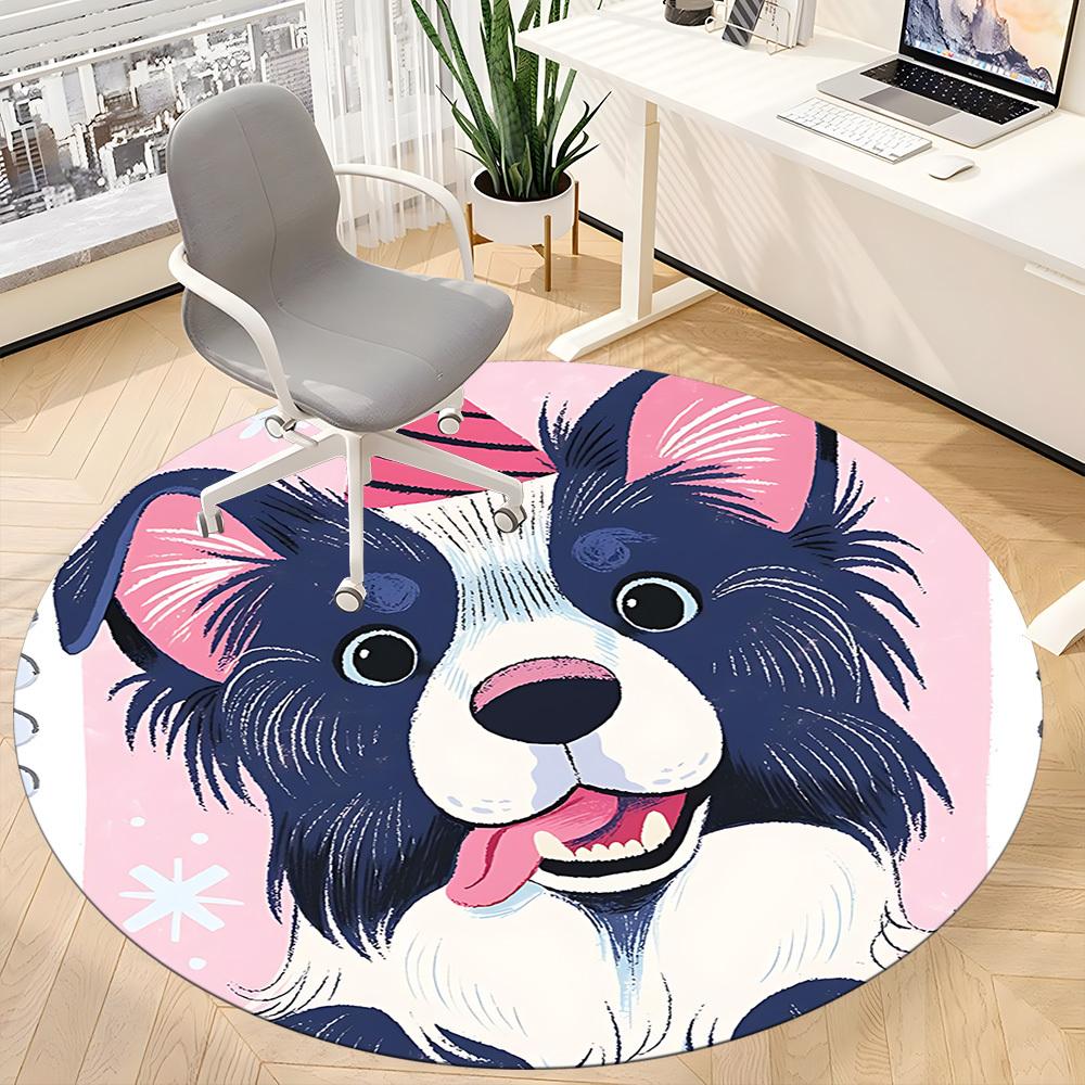 1PC Dogs Pet Office Round Area Rug,  Mat Suitable ForOffice, Under Office Chairs Bedroom Living Room Home Decor, Room Deco