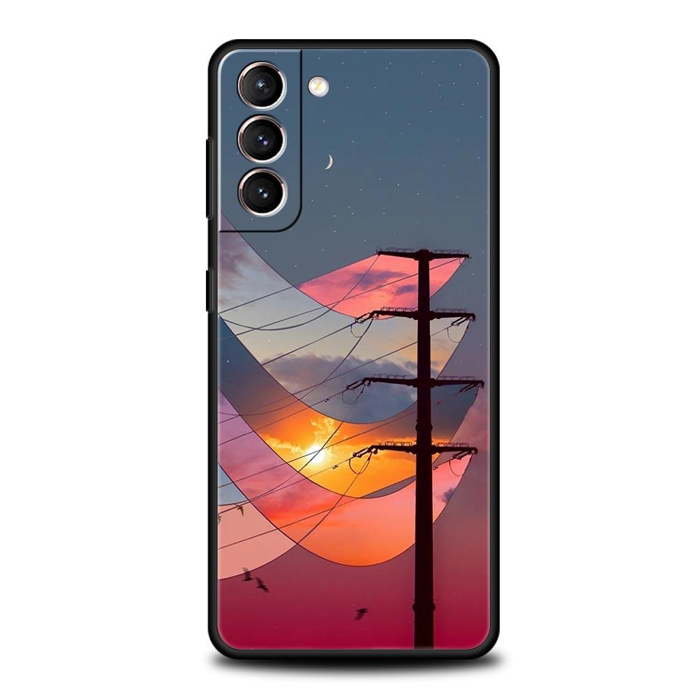 Cute Art Pretty Indie Hot Pink Phone Case For Samsung Galaxy S24 S23 Ultra S22 S21 S20 FE 5G S10 S10E S9 Plus S8 Black Cover