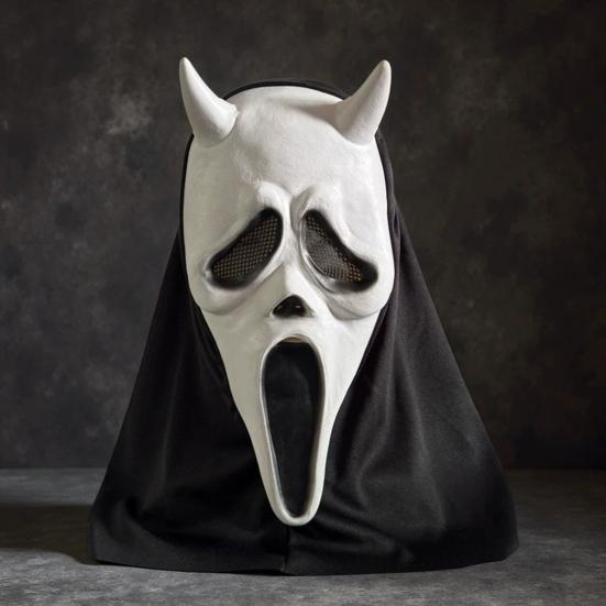 Маска лица дьявола для взрослых, маска призрака для крика ужаса на все лицо для Хэллоуина, маскарадной вечеринки, костюма, реквизит для косплея