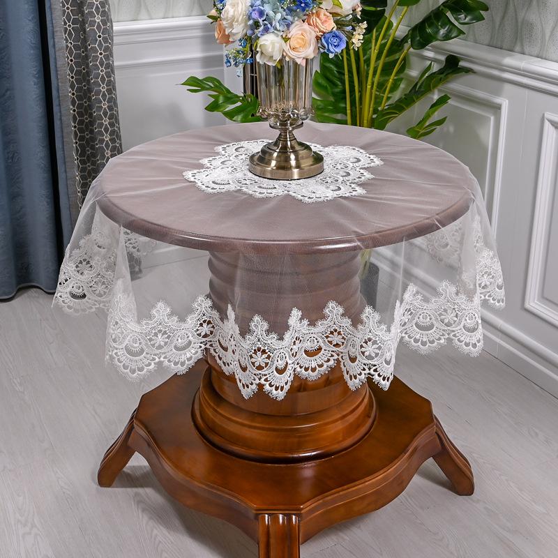 Круглая скатерть, кружевная скатерть для домашнего обихода, чехол для обеденного стола, европейский вышитый цветок, тканевый коврик для стола, чехол от пыли