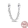 100 %925 Sterling Silver Crown Herbarium Moon &Star Safety Chain Charm Bead Fit Temperament Bracelet Jewelry Gift