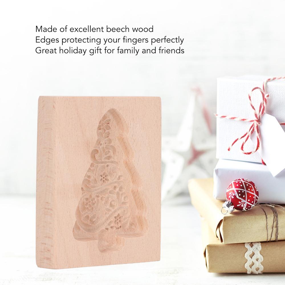 Natural Beech Wood Wooden Cookie Mold Christmas Tree Reindeer Biscuit Mould Gift Making