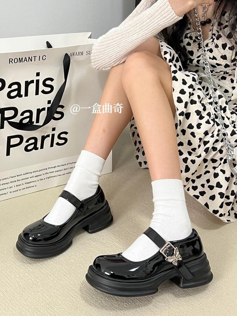 Sweet and Cool French Mary Jane Women's Shoes Summer Thick Heel 2025 New Single Shoes Platform Jk Small Leather Shoes College