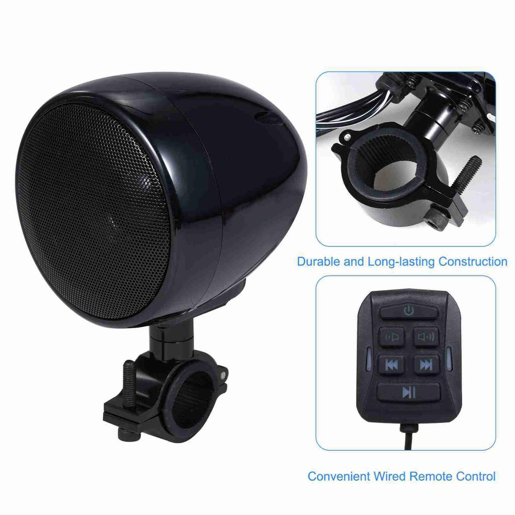 3.5inch Water Resistant BT Motorcycle Speaker with Dual 15W Speakers 300W Peak Power with Remote Control Outdoor