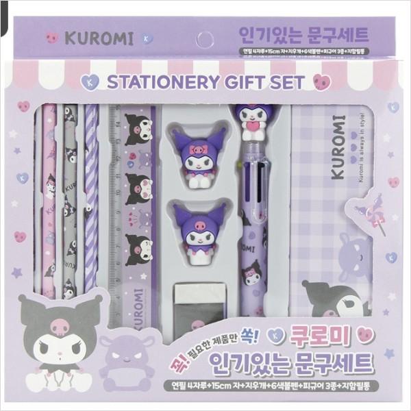 Sanrio Набор канцелярских принадлежностей Kuromi, школьные принадлежности для начальной школы, для девочек, розовый + фиолетовый, 2 упаковки