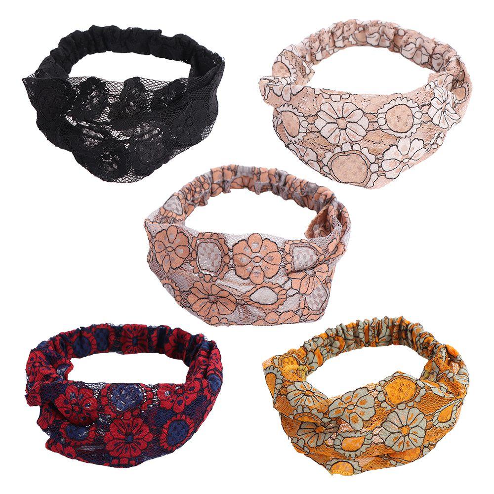 Non Slip Lace Hairbands Hollow Wide Side Head Wrap Fashion Mesh Flower Headband Party