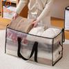 Quilt Organizer Bag Foldable Transparent Large Capacity Woven Closet Sort Waterproof Double Zipper Portable Storage