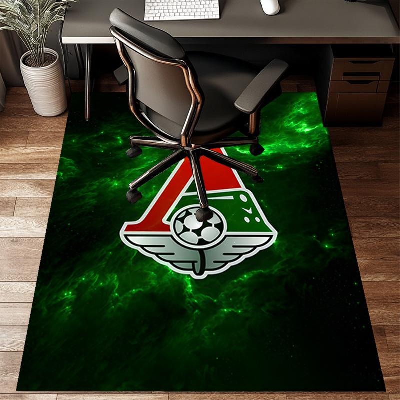 Green And Red Soccer Emblem Printed Office Carpet Chair Cushion Entryway Rug, Rugs for Living Room, Bedroom Christmas gifts