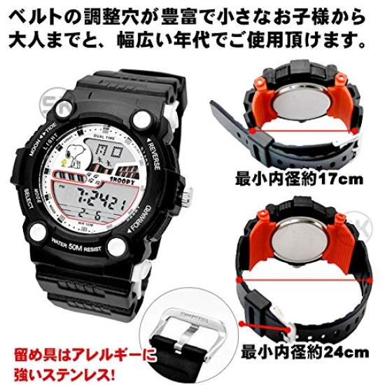 Часы Snoopy детские водонепроницаемые для детей, женщин, черных, красных, взрослых, мужчин, унисекс, часы с персонажами Woodstock для девочек и мальчиков x [водонепроницаемость 50 м] (черный Красный)