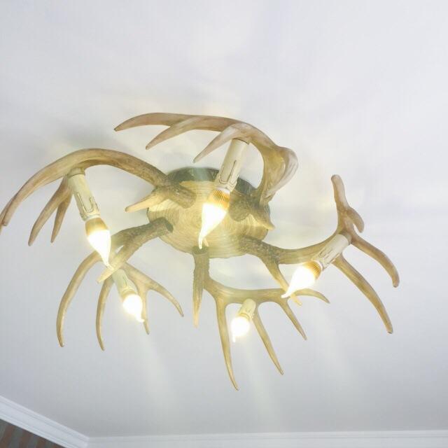 Люстра из рога оленя Ретро Гостиная Столовая Спальня Кабинет Потолочный светильник