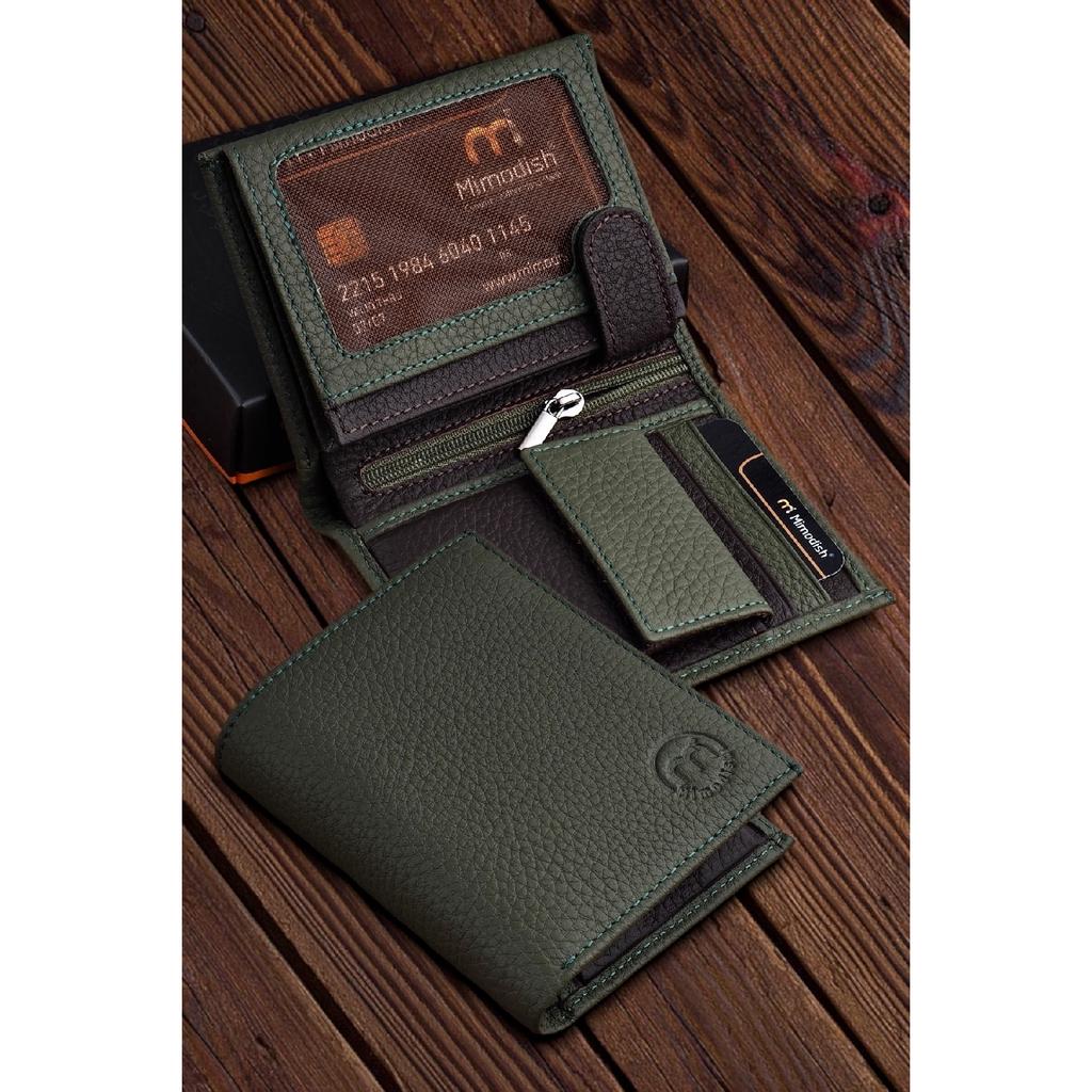 Роскошный мужской кошелек цвета хаки Camel с монетными глазами