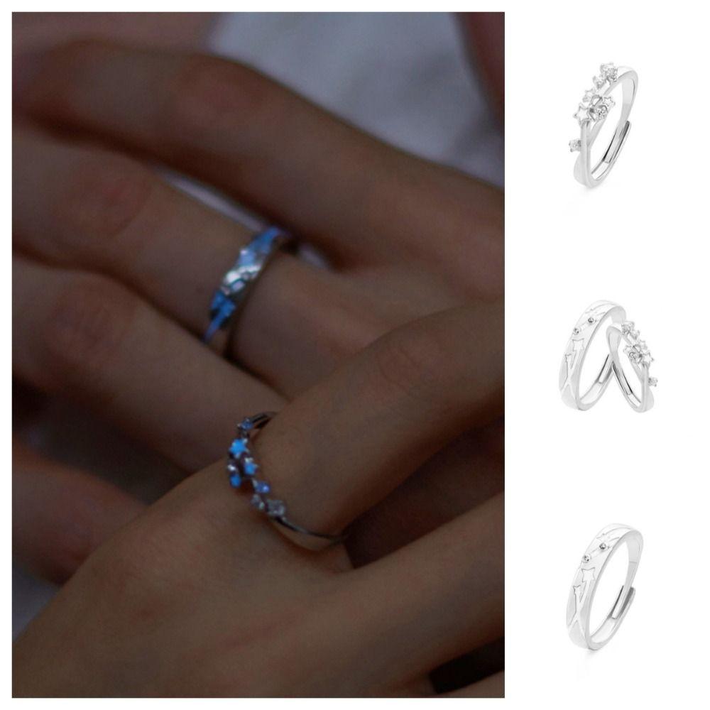 Открытое светящееся кольцо на палец, серебряное светлое регулируемое кольцо, светящееся кольцо со звездой для вечеринки