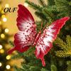 Three Dimensional Butterfly Tree Ornaments Velvet Christmas Ornaments, Artificial Glitter Sequins Xmas Decorative Butterflies for Trees Decoration