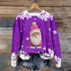 Women's Fashion Christmas Printed Long Sleeve Loose Round Neck Sweatshirt Top