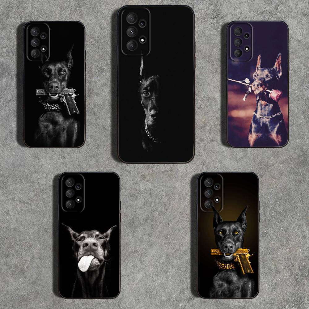 Pet D-Doberman D-Dog Phone Case For Samsung Galaxy A73,31,32,72,41,53,52,71,22,5G,Note,J7,8,9 Soft Black Cover