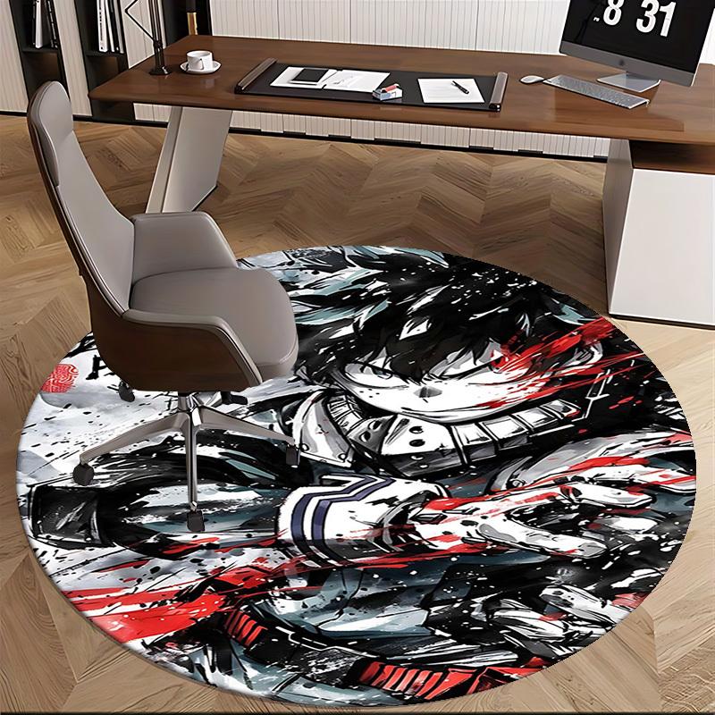 1pc Anime Cartoon Design Round Carpet  Office Chair Mat, NonSlip Rug for Home Decor