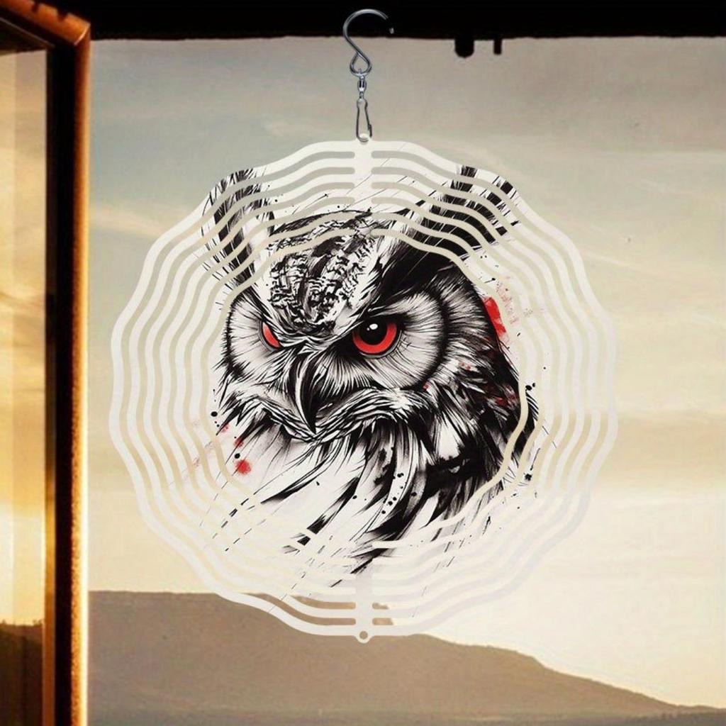 3D Сова Колокольчик ветра с вращающимся крючком Эскизный дизайн для украшения сада, двора на открытом воздухе, на День благодарения, Рождество