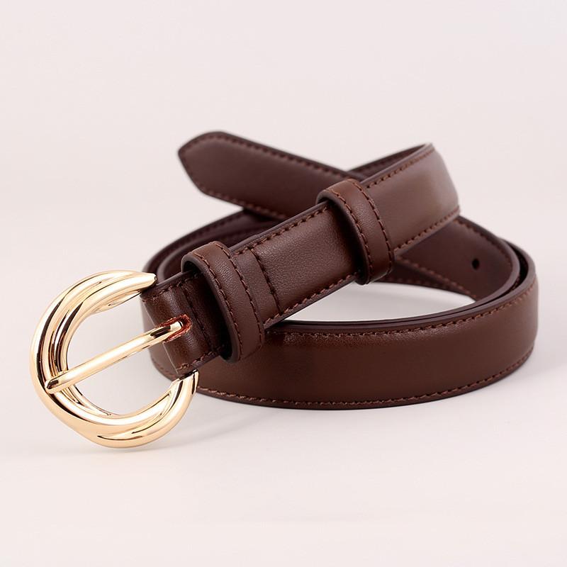 Classic Leather Belt For Women With Pin Buckle Casual Office Accessory Perfect For Spring