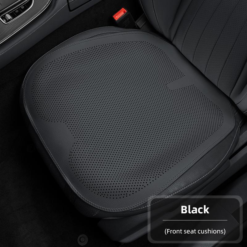 Four-Season Universal Car Seat Cushion Pu Leather Protective Pad Perforated Breathable Integrated Half-Cover Front and Rear Seat Cover Car Interior