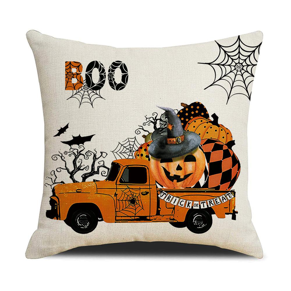Черно-белые буквы: Хэллоуин льняная наволочка мультфильм смешной день с привидениями чехол для дивана