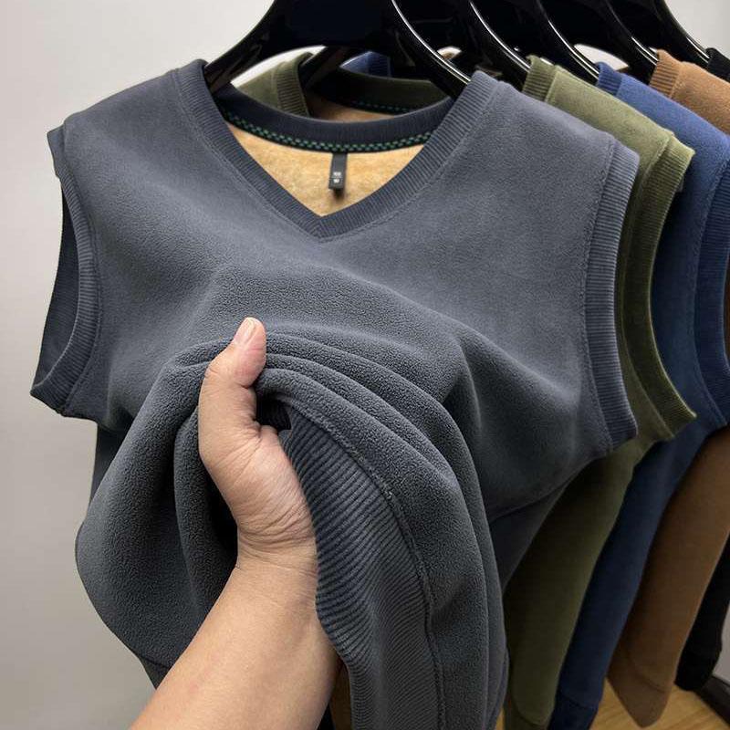 Женский утепленный жилет Зимняя майка без рукавов Двусторонний бархат Тепло Утолщенный V-образный вырез Эластичный низ Подходящий