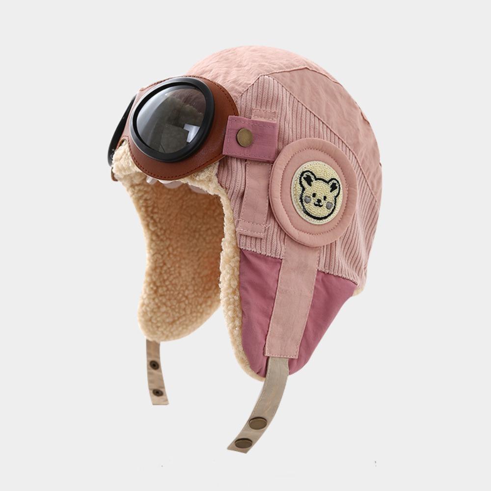 Зимняя теплая детская плюшевая пилотская шапка, мягкая, милая, детская шапка с ушками и очками, наушники, шапка Лэй Фэна, для улицы